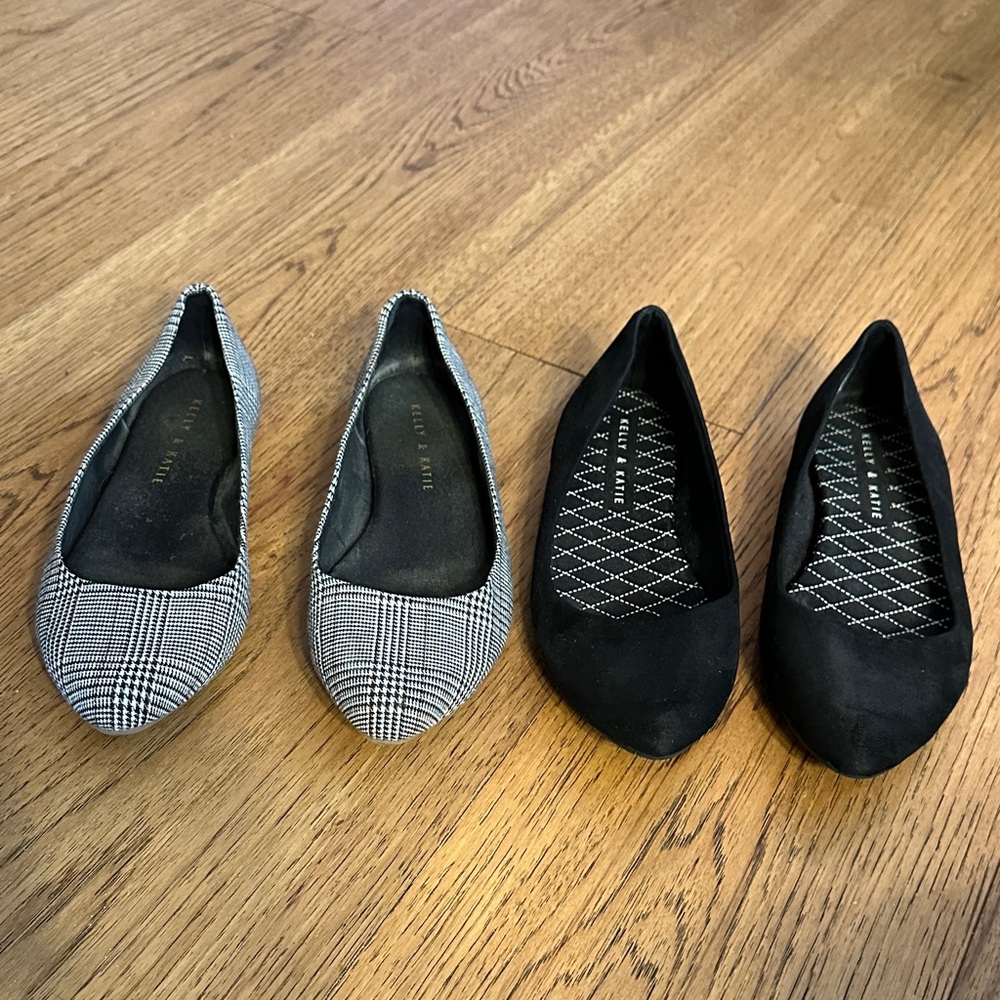 Kelly & Katie Black and Plaid Flats - Size 7